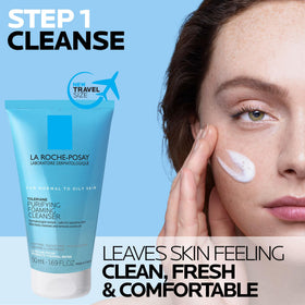 La Roche-Posay cleanser foam texture demonstrating gentle oil removal
