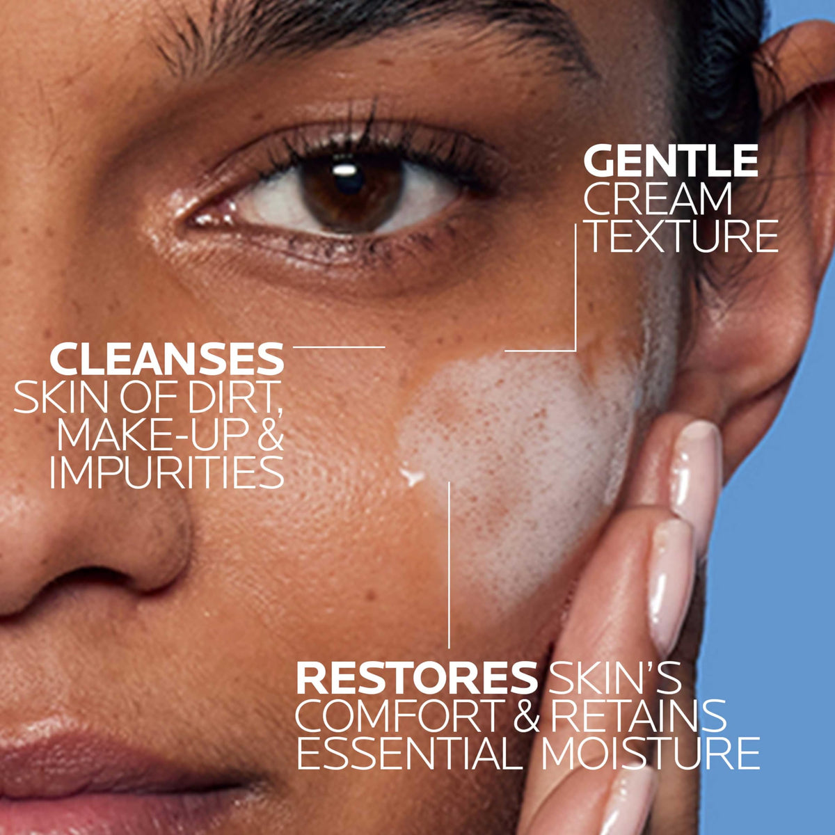 La Roche-Posay creamy texture close-up demonstrating hydrating feel