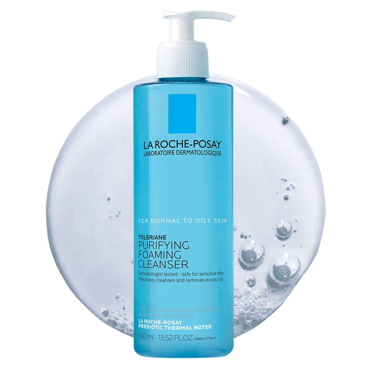 La Roche-Posay front bottle view showing product and clear benefit