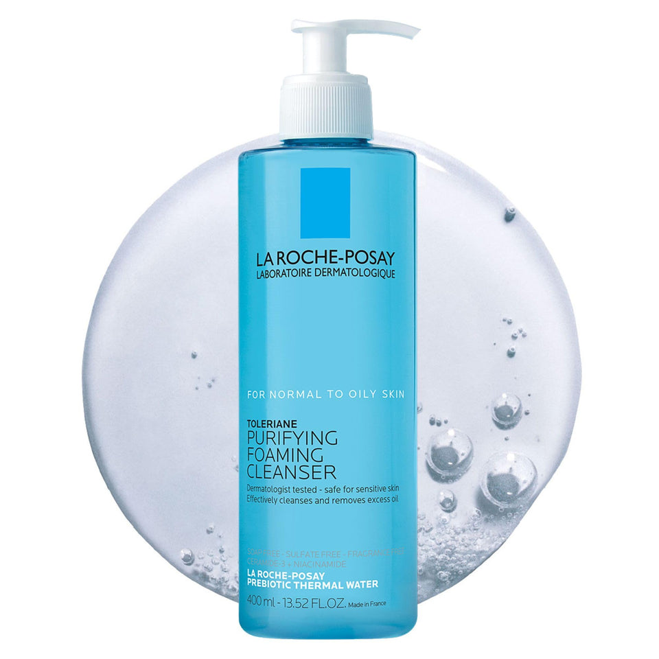 La Roche-Posay front bottle view showing product and clear benefit