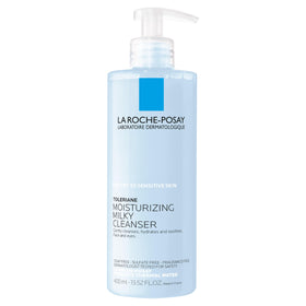 La Roche-Posay front packaging showing cleanser benefits and pump