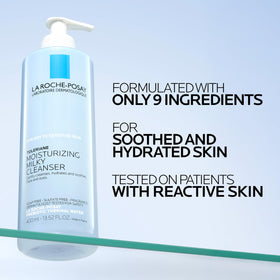 La Roche-Posay milky texture on hand showing hydrating, non-foaming feel