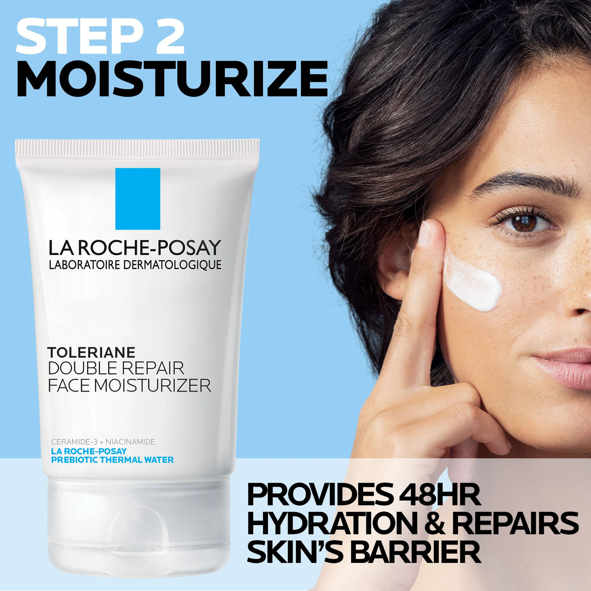 La Roche-Posay moisturizer cream close-up showing lightweight absorbent texture