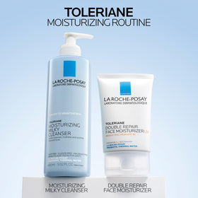 La Roche-Posay bottle next to ruler showing true 13.5 fl oz scale