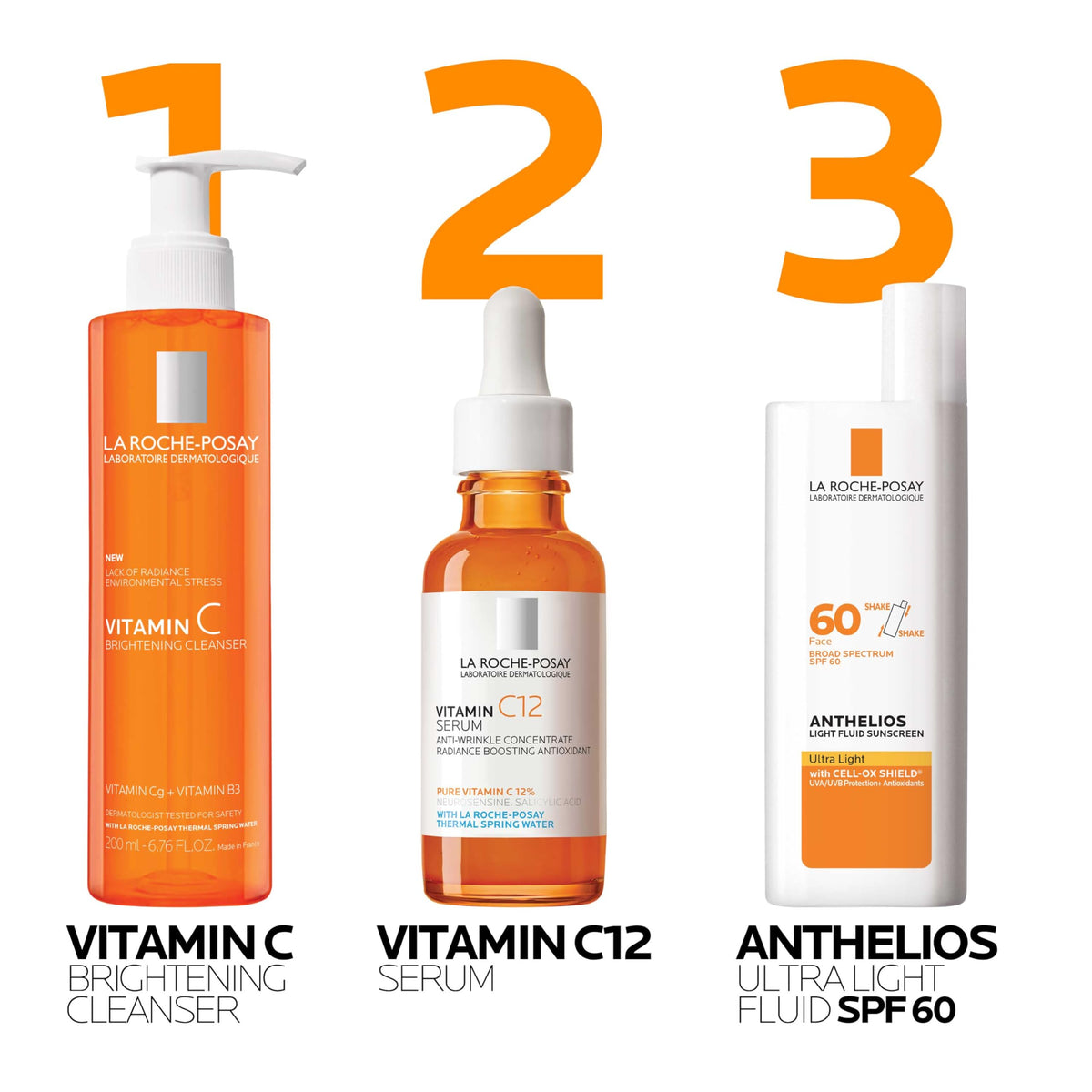 La Roche-Posay product paired with serum showing complementary brightening steps