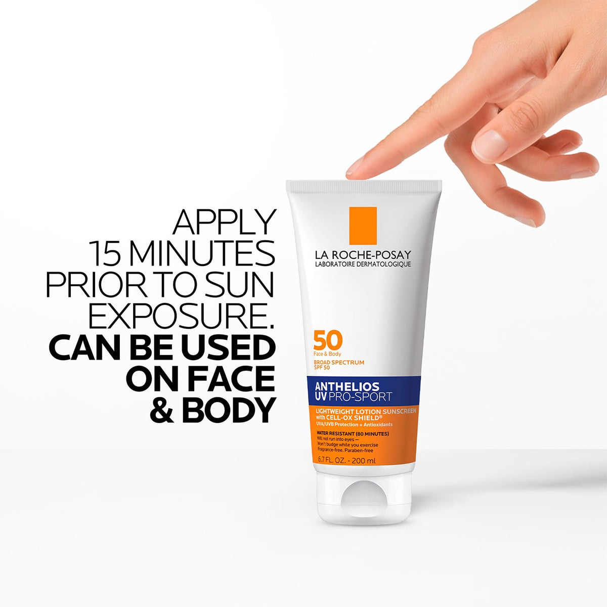 La Roche-Posay splash test showing water resistance and lasting coverage