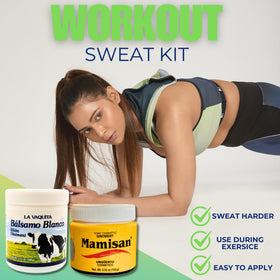 LA VAQUITA BALSAMO BLANCO applied to thigh during gym workout to boost warming sweat