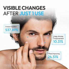 LAB BY He is_ post-shave application illustrating soothing hydration after shaving