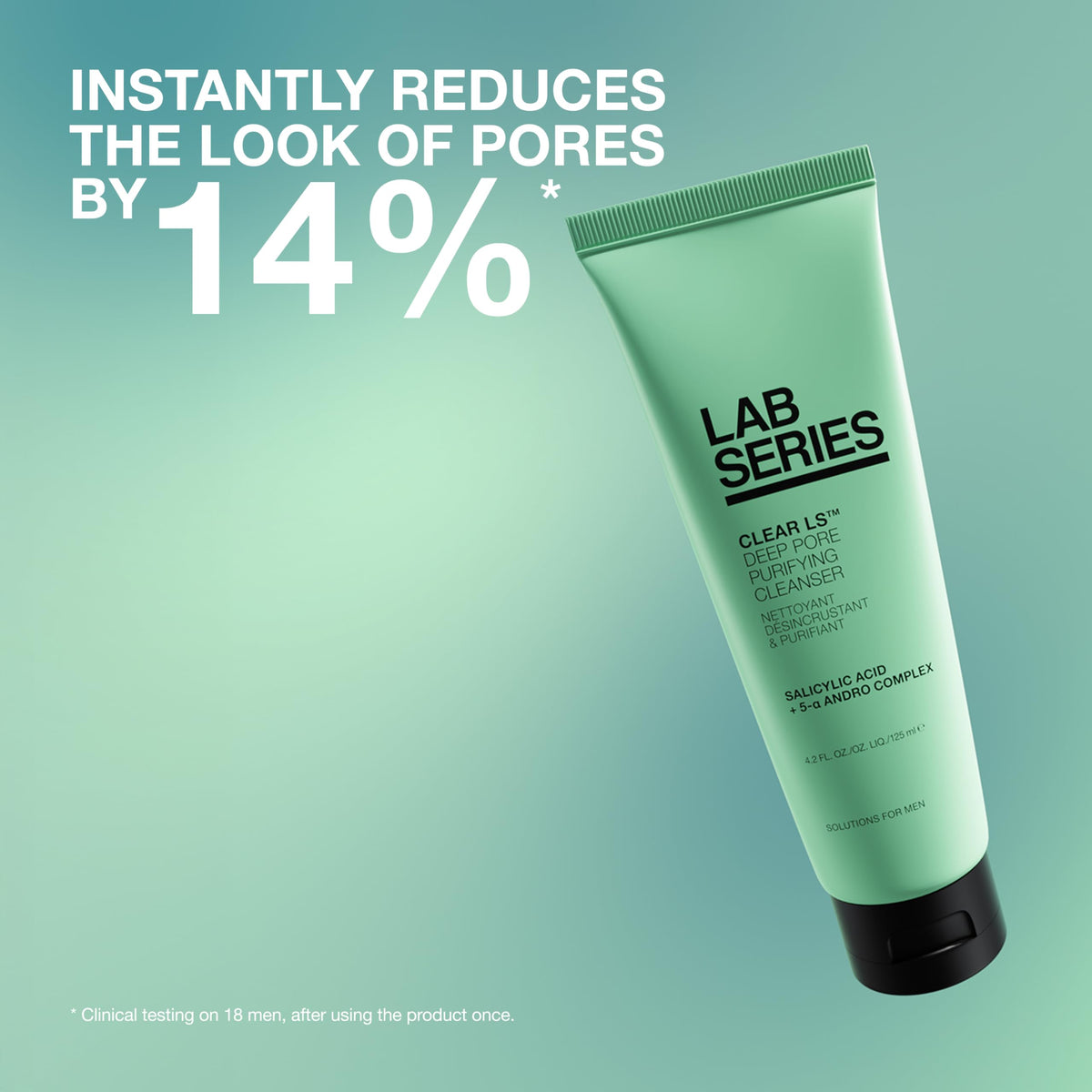 Lab Series gel texture close-up showing clear consistency for easy rinsing