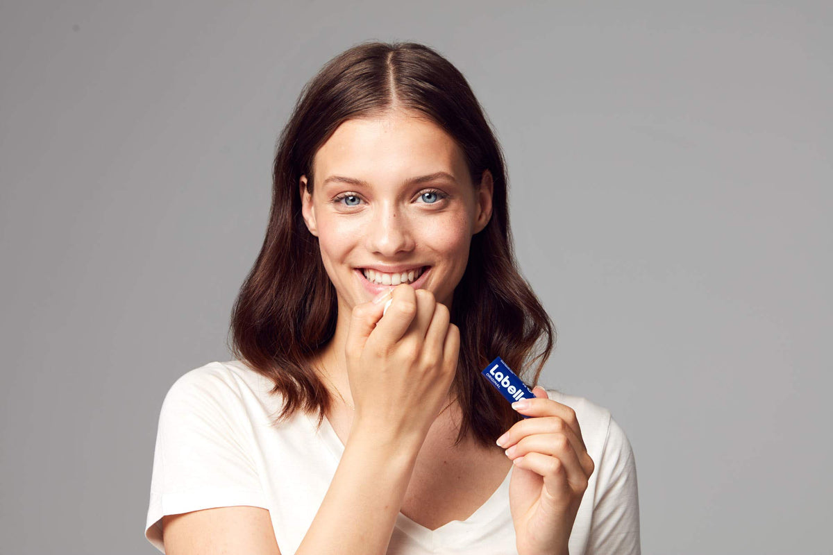 Labello balm texture close-up highlighting creamy finish and quick absorption
