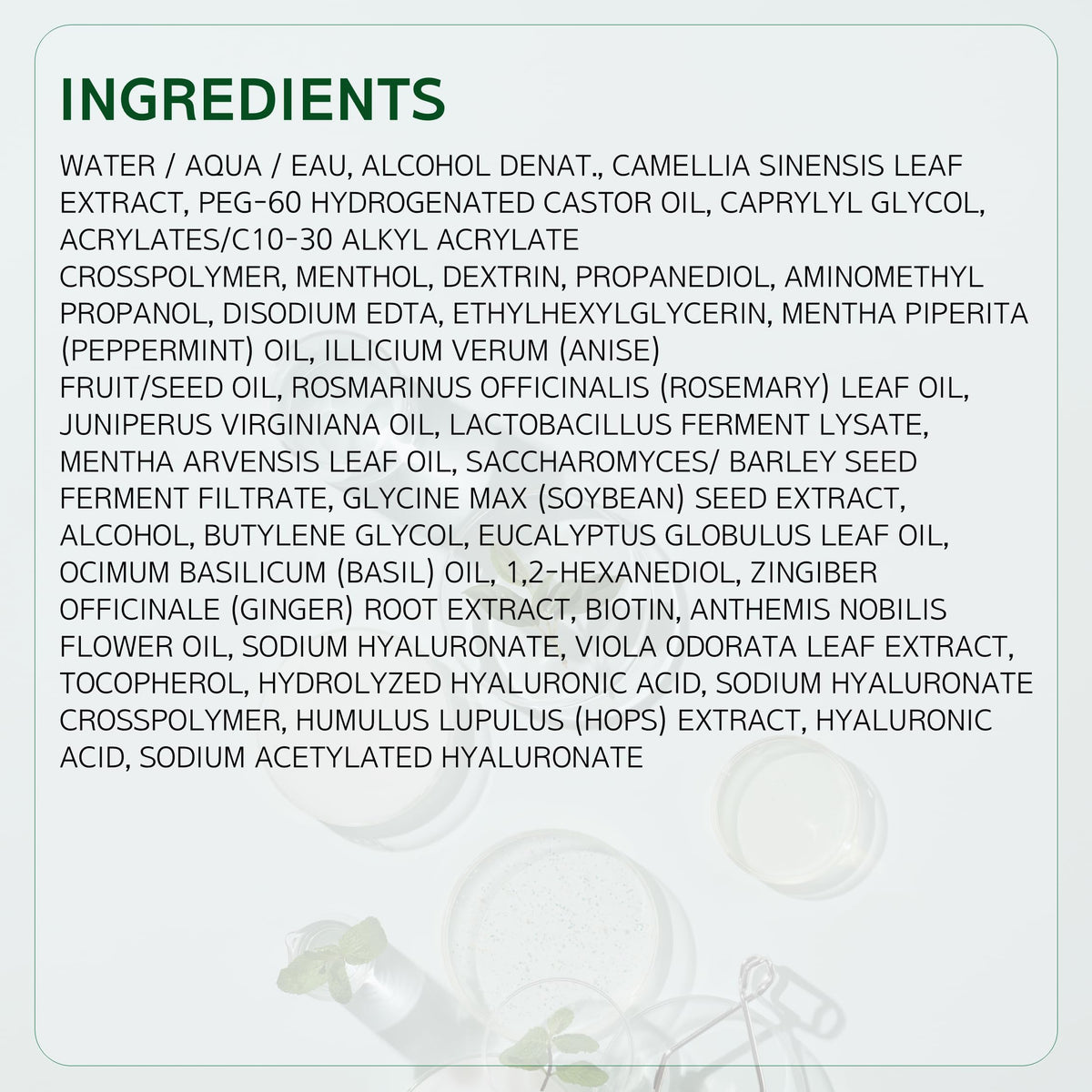 LABO-H rosemary and peppermint detail emphasizing natural invigorating oils
