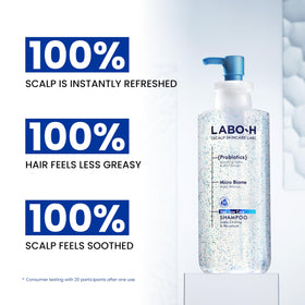LABO-H exfoliating particles macro view demonstrating gentle scalp exfoliation
