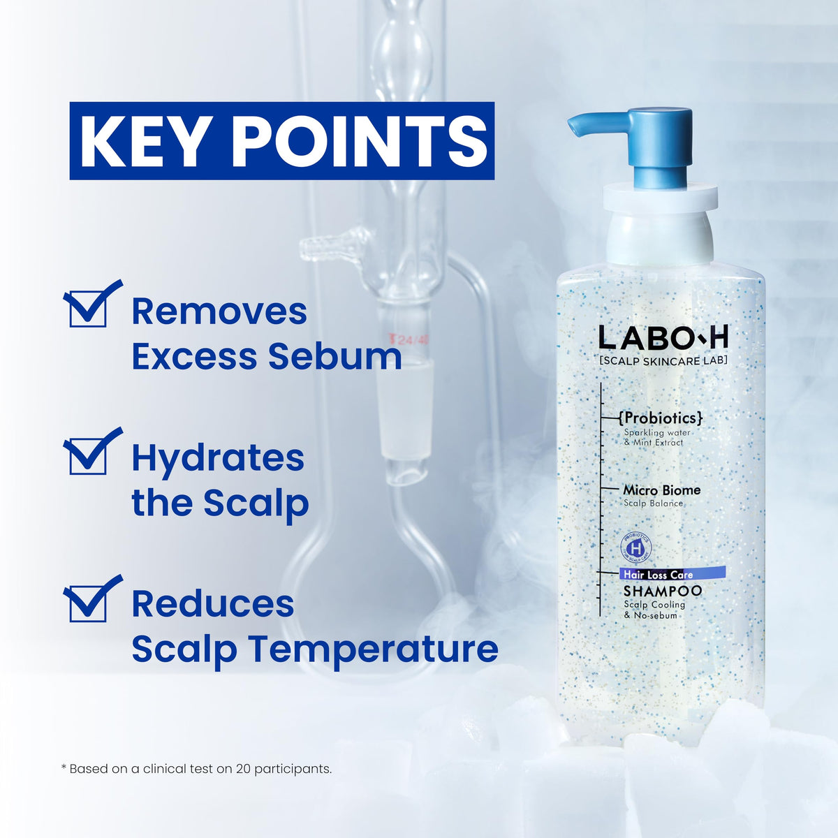 LABO-H foam texture close-up showing gentle cleansing and refreshing lather