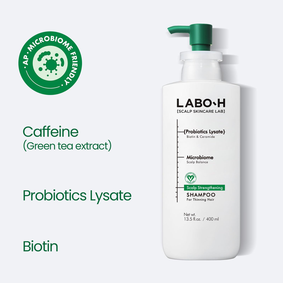 LABO-H pump and label detail highlighting active ingredients