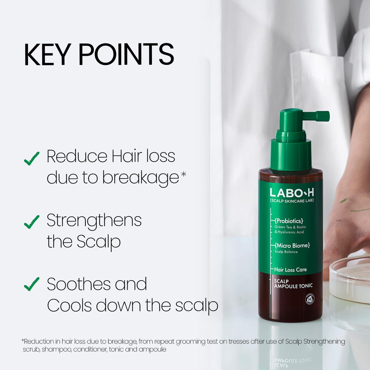LABO-H spray nozzle close-up demonstrating easy targeted application