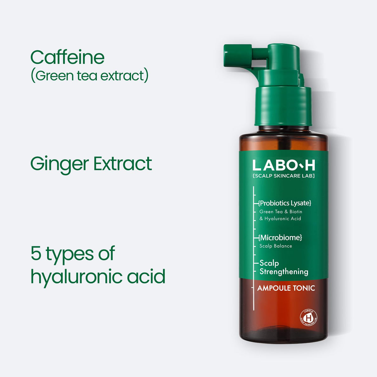 LABO-H fine mist texture dispensed, hydrating scalp without greasiness