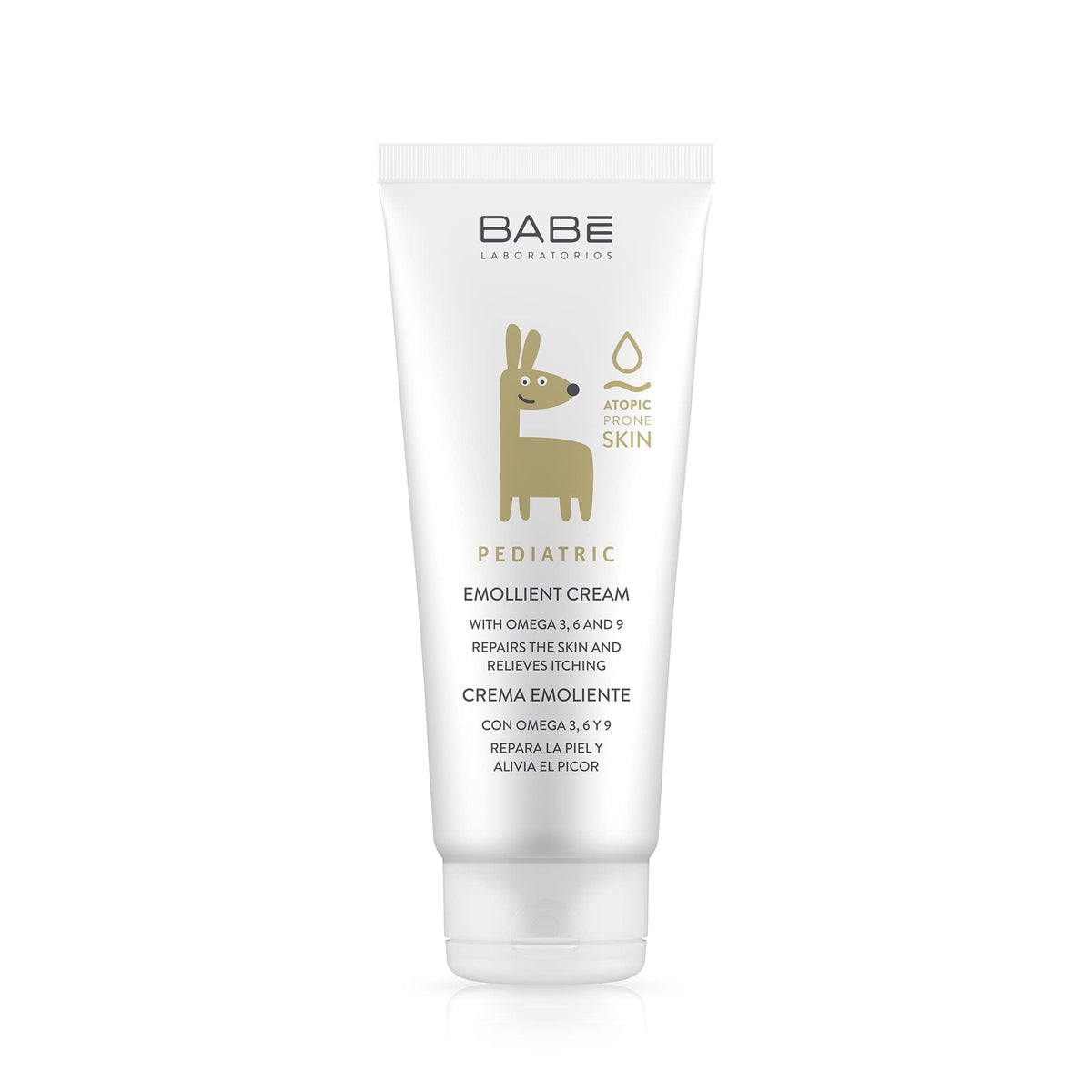 LABORATORIOS BABE front packaging showing 200 ml pediatric emollient and clear benefits