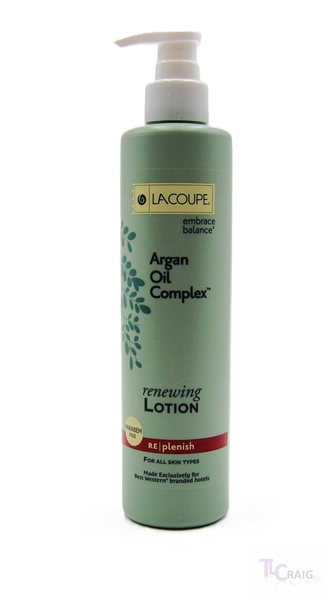 LACOUPE front packaging of argan oil renewing lotion shows product and benefits