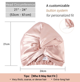 LaCourse bonnet worn by woman with curly hair to reduce frizz
