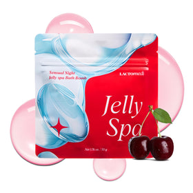LACTOMEDI front packaging showing three cherry-scented bath bombs and benefits