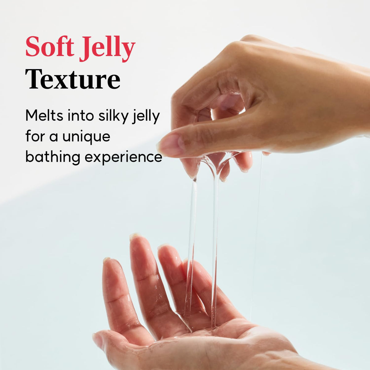 LACTOMEDI jelly texture close-up showing soft slime feel and skin hydration