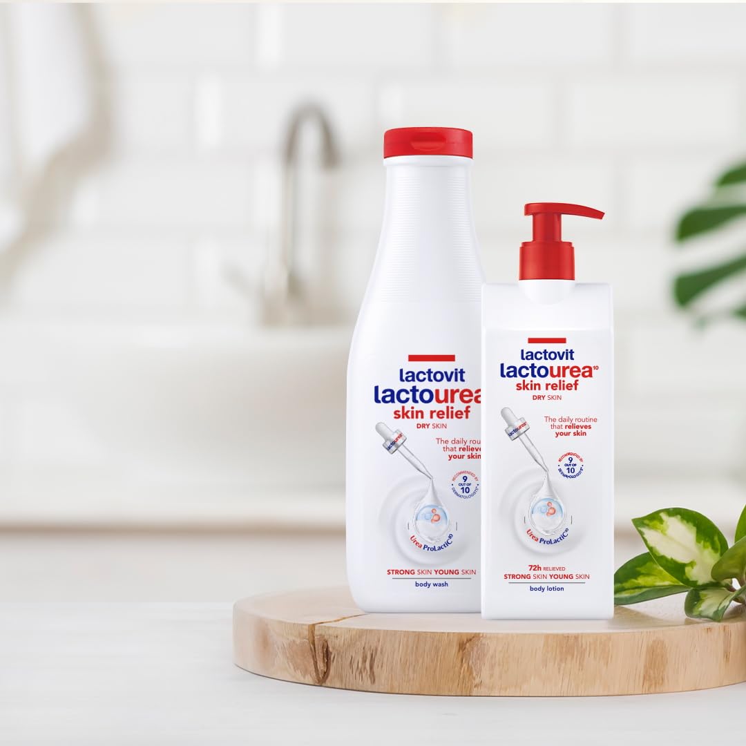 Lactovit Lactourea in bathroom setting suggesting convenient daily use