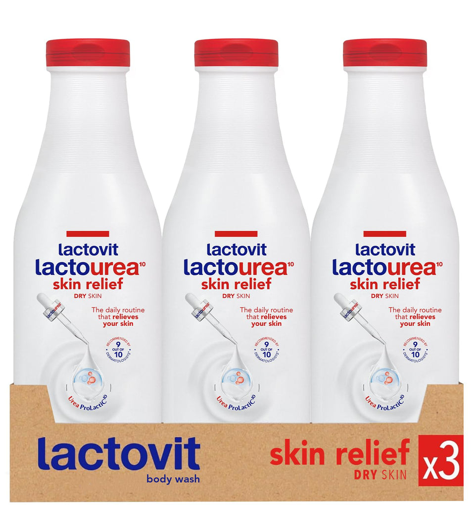 Lactovit front packaging showing three 600ml bottles and clear branding benefit