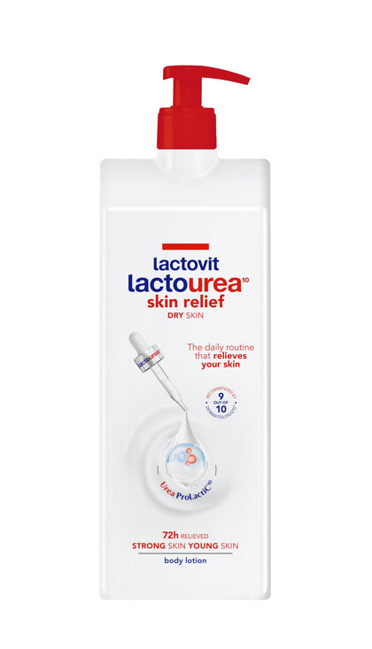 Lactovit Lactourea front bottle showing product and size benefits