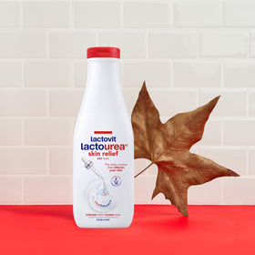 Lactovit in-shower use showing gentle cleansing and moisture support