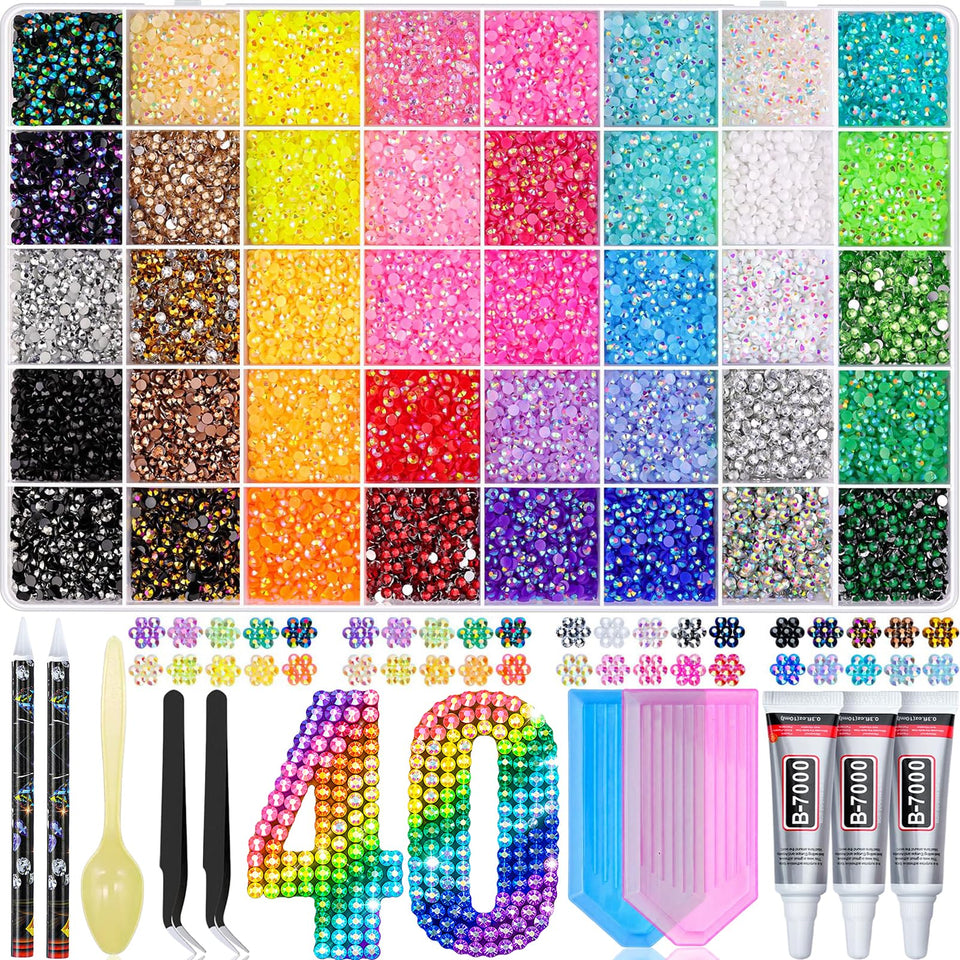 Lacuewa front packaging showing kit contents and colorful gems