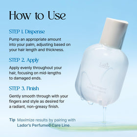 LA'DOR bottle on bathroom shelf in lifestyle scene suggesting daily luxury benefit