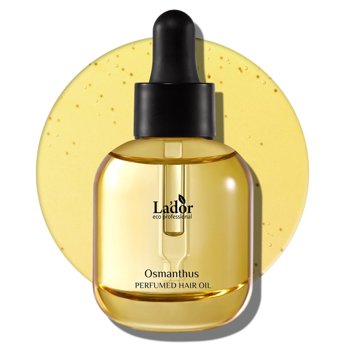 LA'DOR front bottle Osmanthus hair perfume oil showing compact packaging and sheen