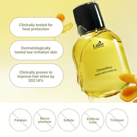 LA'DOR 1 fl oz bottle next to common items showing portable travel-friendly size