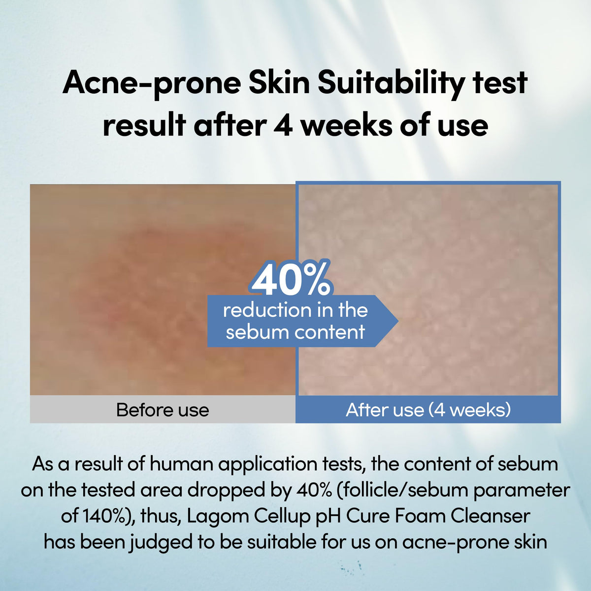 LAGOM cleanser in hand being massaged onto skin showing gentle removal of impurities benefit