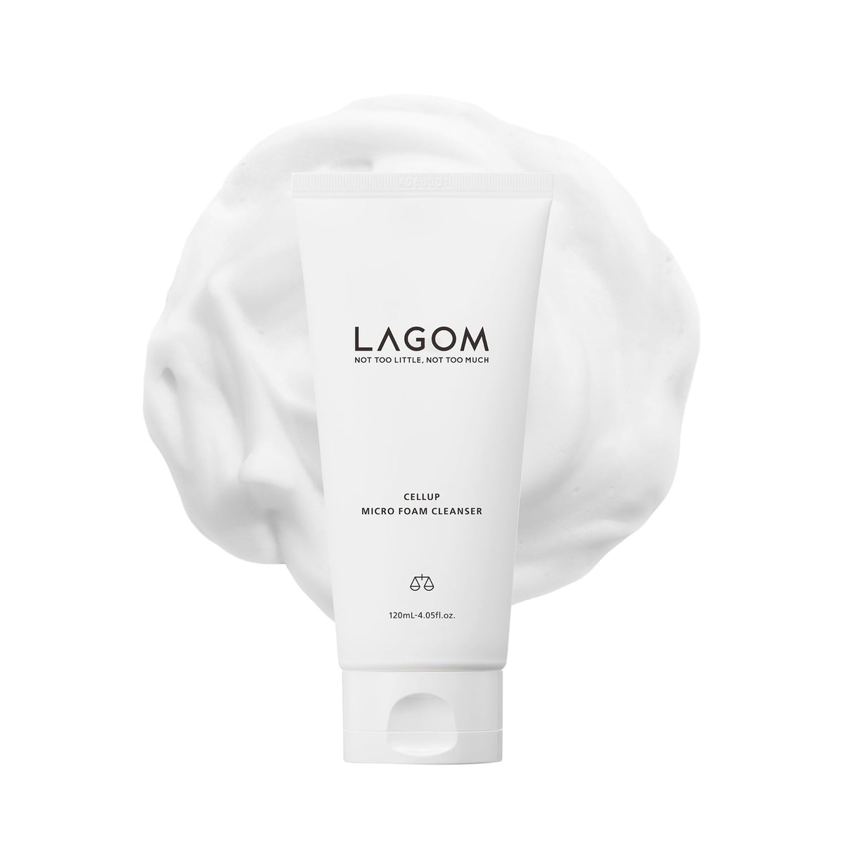 LAGOM tube front view showing product and clean design benefits