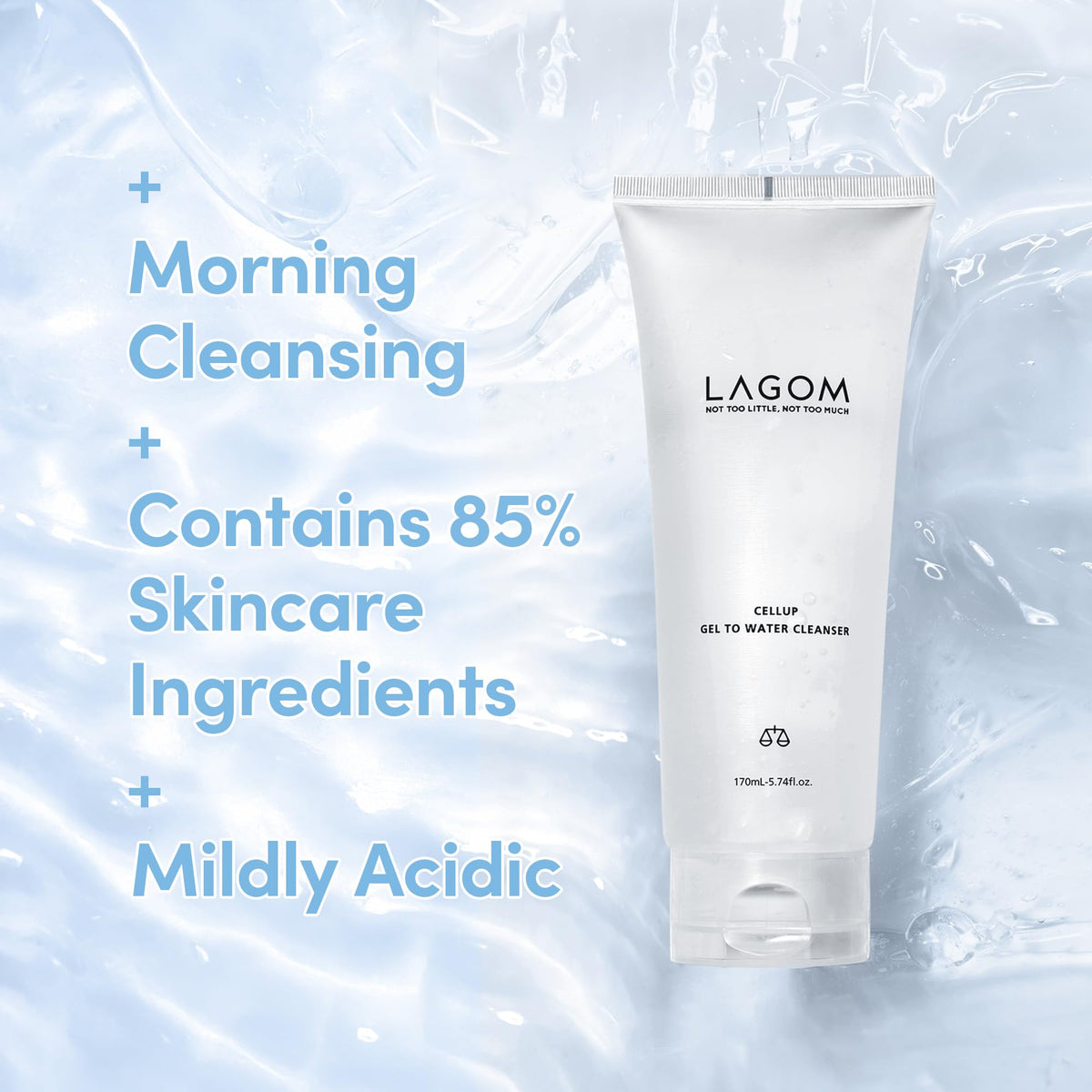 LAGOM pump dispensing gel demonstrating easy dosing and hygienic application benefit