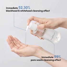 LAGOM ingredient graphic showing patented pore-regulating components, targeted care