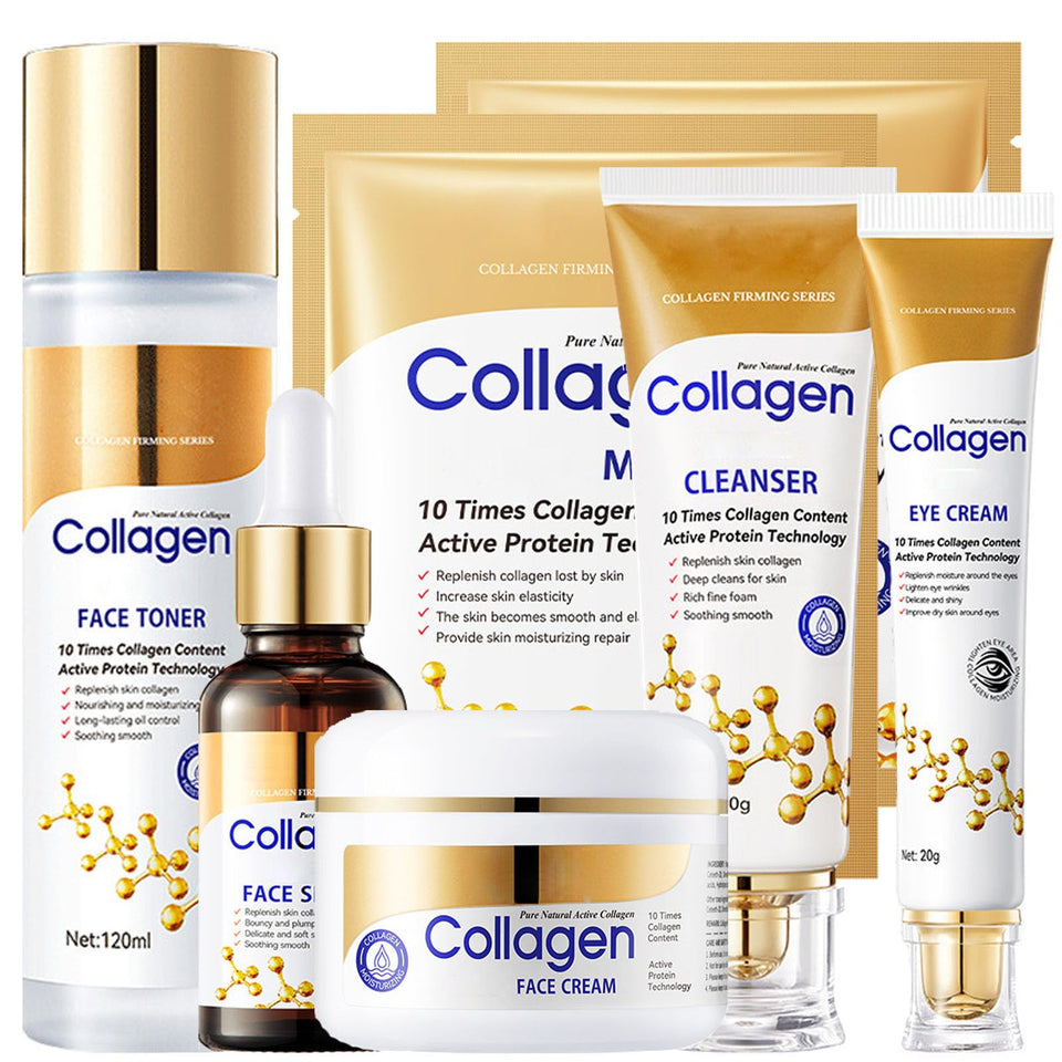 LAIKME front packaging showing complete 6-piece collagen set benefits