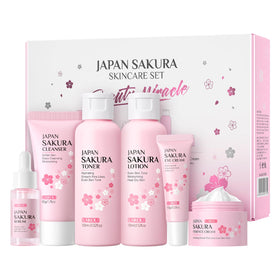 LAIKOU front packaging showing six-piece sakura travel kit and benefits