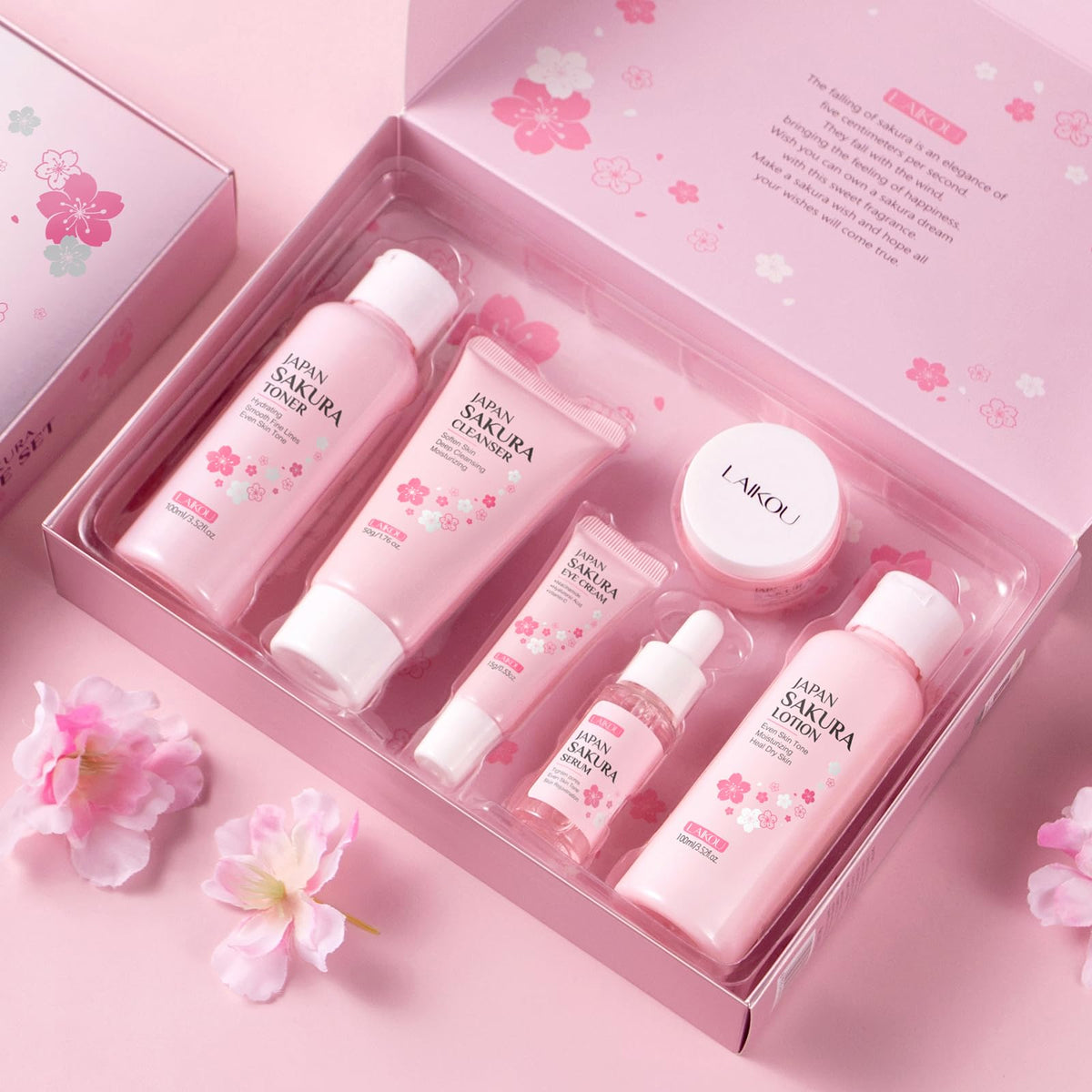 LAIKOU kit placed on bathroom counter showing travel convenience benefit