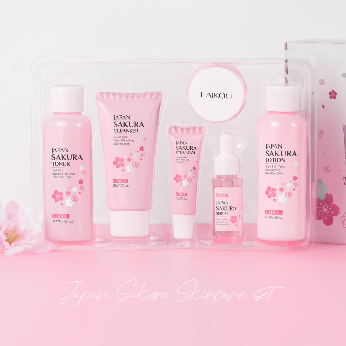 LAIKOU products beside passport showing compact travel-friendly benefit