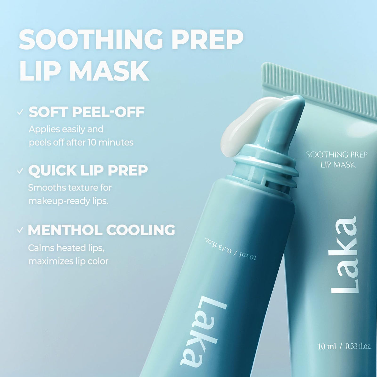 Cooling menthol visual with Laka tube, communicates instant soothing sensation