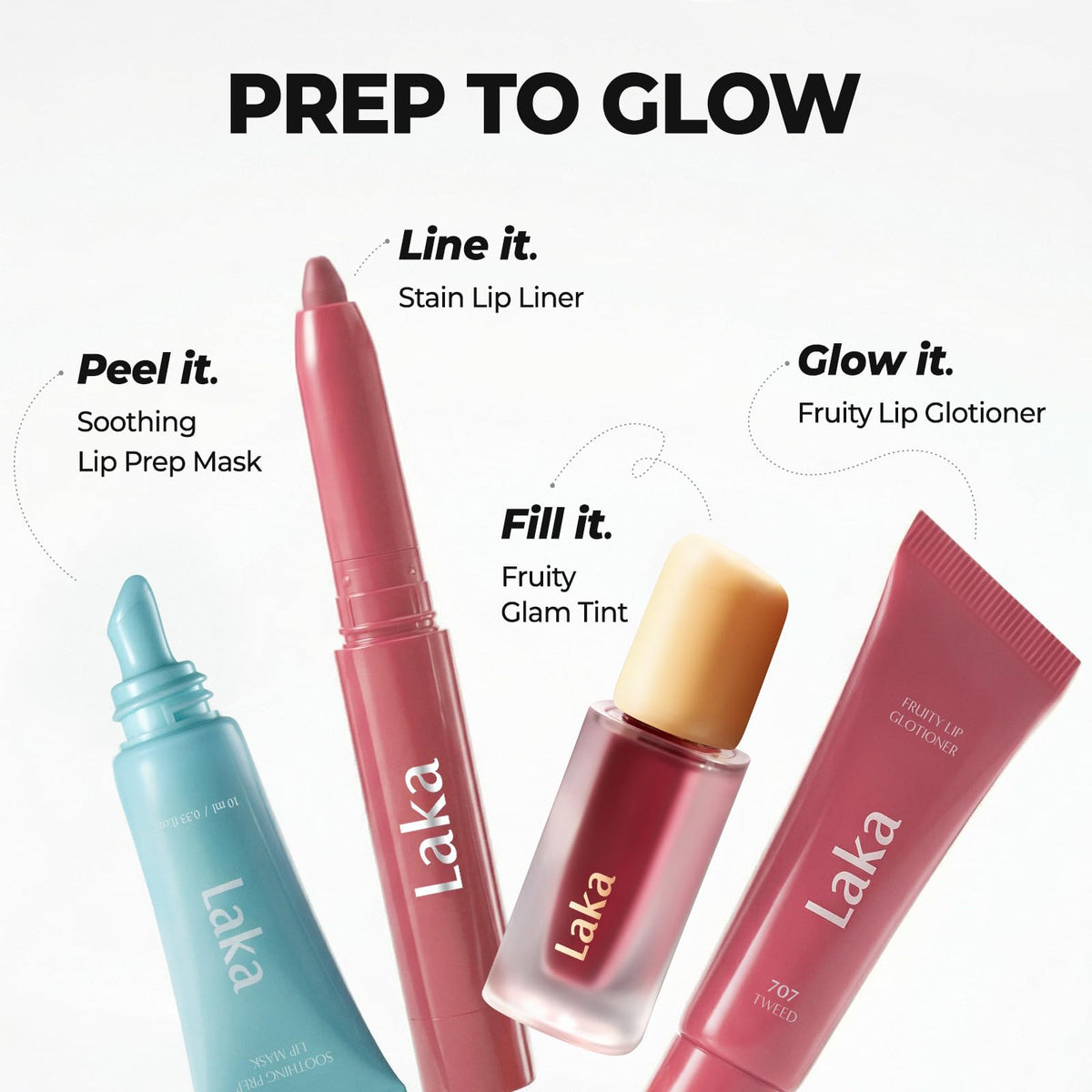 Laka Fruity Glam Tint inside handbag with mirror showing convenient reapplication benefit