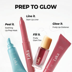 Laka Fruity Glam Tint inside handbag with mirror showing convenient reapplication benefit