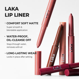 Laka #02 Suede Pink liner stroke swatch showing true rosy-pink payoff