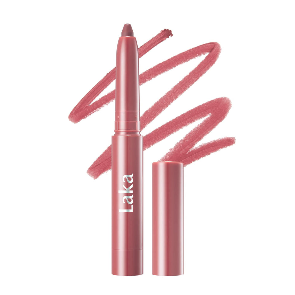 Laka lip liner front view showing slim rosy talk pencil and precise tip benefit