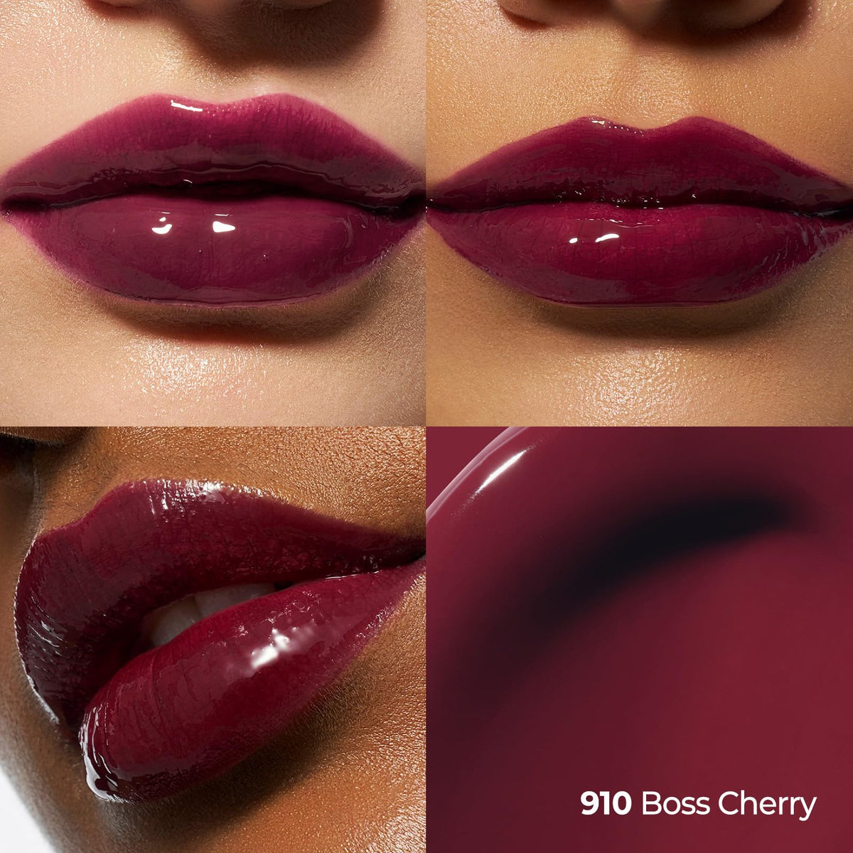 Laka swatch of #910 Boss Cherry showing high pigmentation and shade payoff