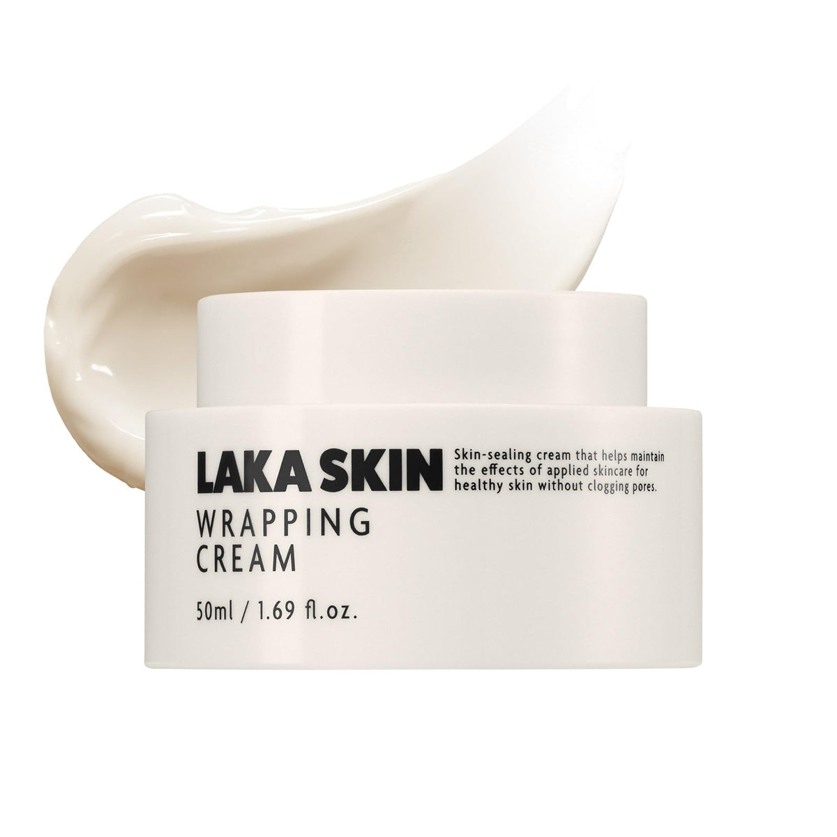 Laka jar front view showing sleek packaging and product benefit