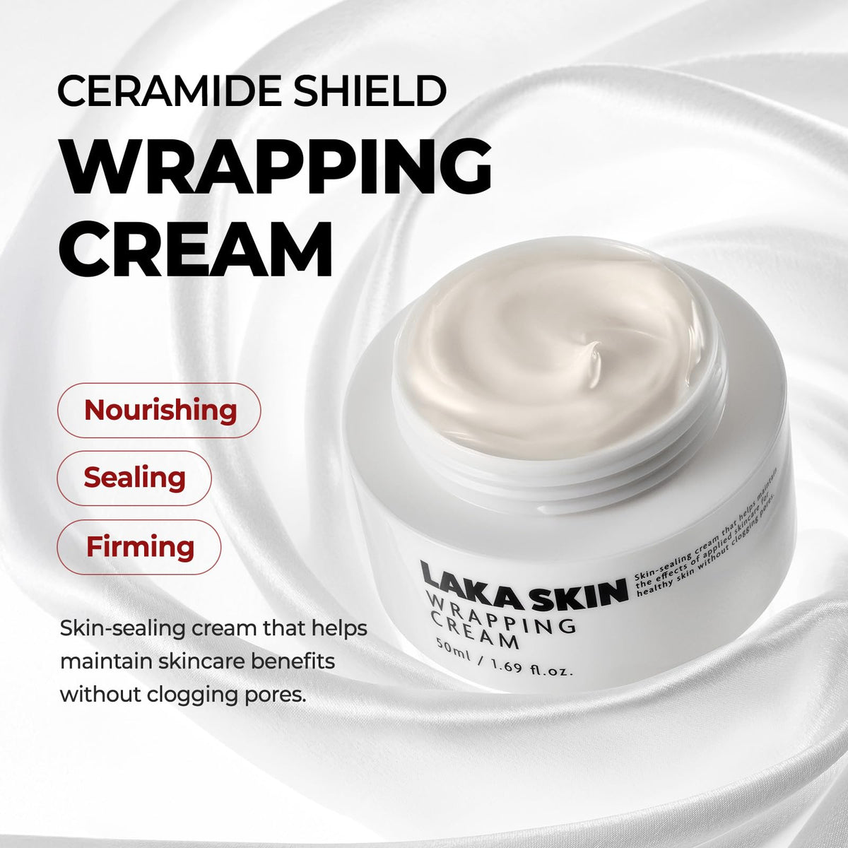 Laka cream texture swatch highlighting lightweight, hydrating finish