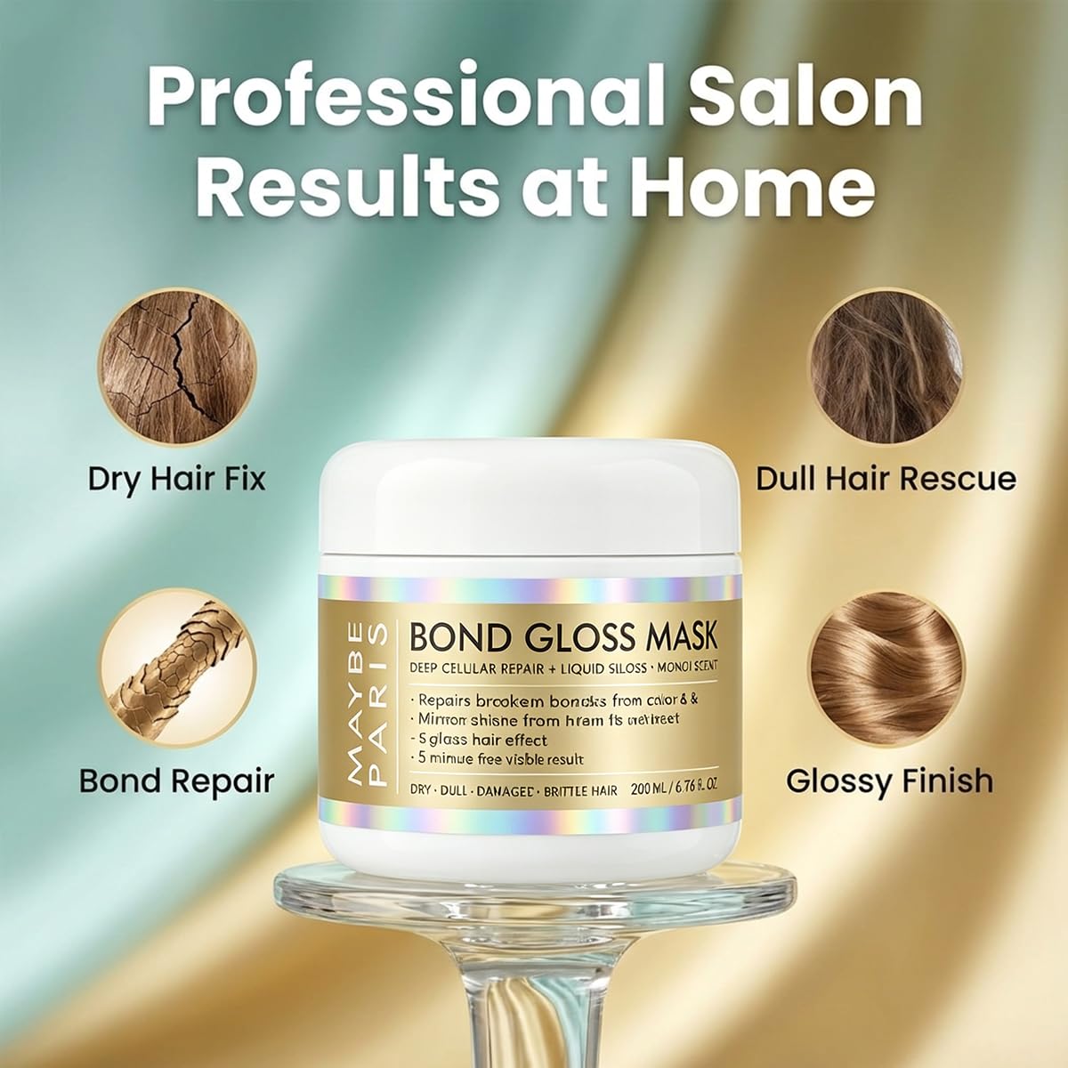 Lalena Maybe Paris Bond Gloss Mask being applied from hand to hair for easy distribution